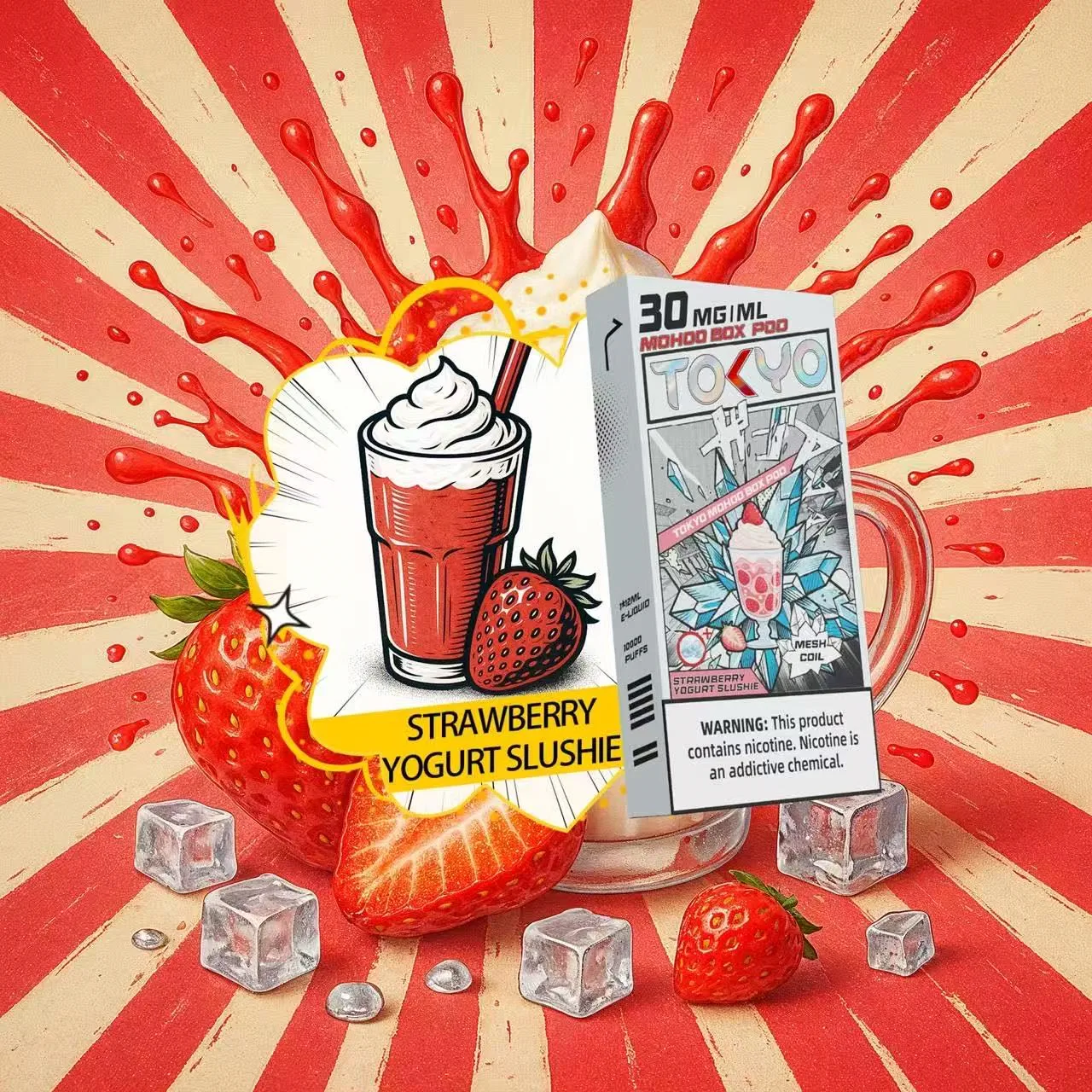 東京魔盒草莓冰沙煙彈|極冰清涼草莓電子煙推薦 - 蒸氣天堂